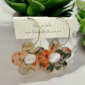 Sunshine Flower Power Resin Earrings - Handmade