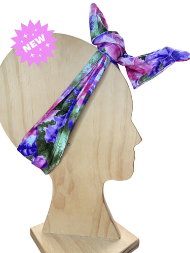 Bright Pink & Purple Floral Wrap n Twist Wire Handmade Headband
