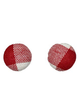 Load image into Gallery viewer, Red &amp; White Large Gingham Fabric Button Earrings