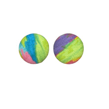 Load image into Gallery viewer, Multi Coloured BoHo Patterned Fabric Button Earrings - Handmade