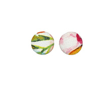 Load image into Gallery viewer, Tropical Colour way Fabric Button Earrings - Handmade