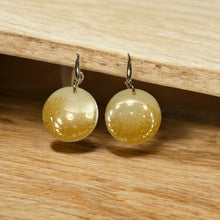 Load image into Gallery viewer, Gold Shimmer Resin Dangle Earrings - Handmade