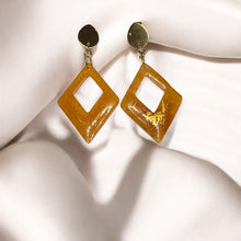 Load image into Gallery viewer, Burnt Orange Shimmer Resin Dangle Earrings - Handmade