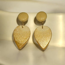 Load image into Gallery viewer, Large Mustard and Gold Shimmer Resin Earrings - Handmade