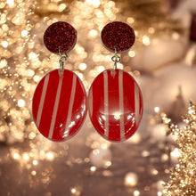 Load image into Gallery viewer, Large Candy Cane Red Resin Dangles - Handmade