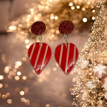 Load image into Gallery viewer, Large Candy Cane Red Resin Dangles - Handmade