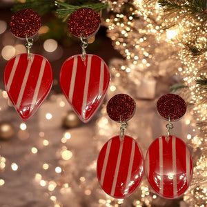 Large Candy Cane Red Resin Dangles - Handmade