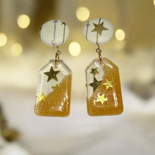 Load image into Gallery viewer, Christmas Gold Star Shimmer Dangle Earrings