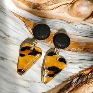 Leopard Print Fabric & Resin Earrings