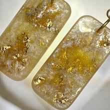 Load image into Gallery viewer, Light Mustard Floral Rectangular Resin Earrings Handmade