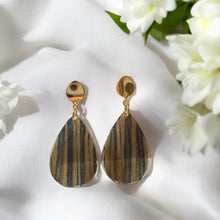 Load image into Gallery viewer, Handmade - Elegante Resin Earrings - Navy and Gold