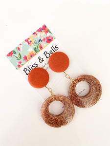 Handmade- Glitzy Copper Circles Resin Earrings