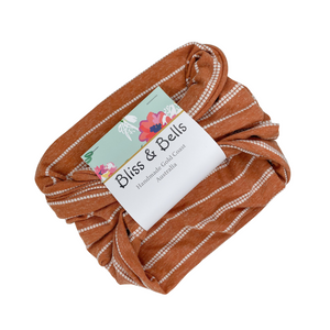 Soft Burnt Orange - Dotted Pin Stripe - Boho Wire Headband- Soft Stretch Knit - Handmade
