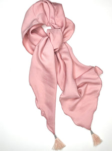 Dusty Pink - Hair Scarf -  With Tassels- Handmade