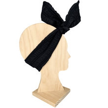 Load image into Gallery viewer, Black Crinkle - Seersucker -Wrap n Twist Wire Headband- Handmade