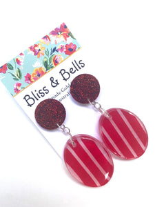 Handmade - Candy Cane Red Resin Dangles
