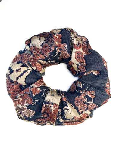 Cleo Scrunchie - Handmade - Black, Gold and Bronze