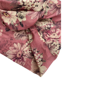 Vintage Floral - Dusty Pink- Boho Wire Headband - Linen/cotton blend fabric- Handmade