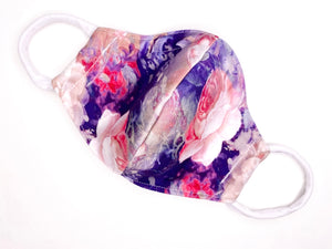 Delicate flower - Purple & Pink - Adult Face Mask - 3 Layers, Nose Wire, Adjustable Straps And Pocket For Filter.