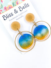 Load image into Gallery viewer, Handmade - Beach Days Resin Earrings - blue and Sandy Yellow