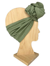 Load image into Gallery viewer, Sage Green Boho Wire Headband- Linen Blend- Handmade
