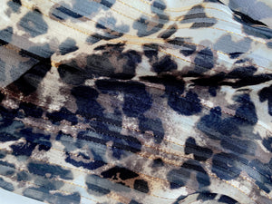 Leopard Mottled Hair Scarf- Black, Beige & Gold- Handmade