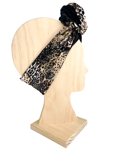 Velvet Leopard- Wrap n Twist Wire Headband - Handmade