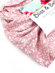Mini Floral- Dusty Pink & White- Scrunchie- Handmade
