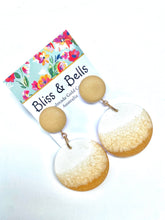 Load image into Gallery viewer, Handmade - Mustard and White Shimmer Resin Earrings