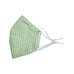 Pastel Green & White Gingham - Adult Face Mask - 3 Layers, Nose Wire, Adjustable Straps And Pocket For Filter- Handmade.