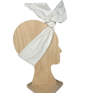 Natural Cream- Raised Stripe- Wrap n Twist- Wire Headband- Linen/ Cotton blend- Handmade