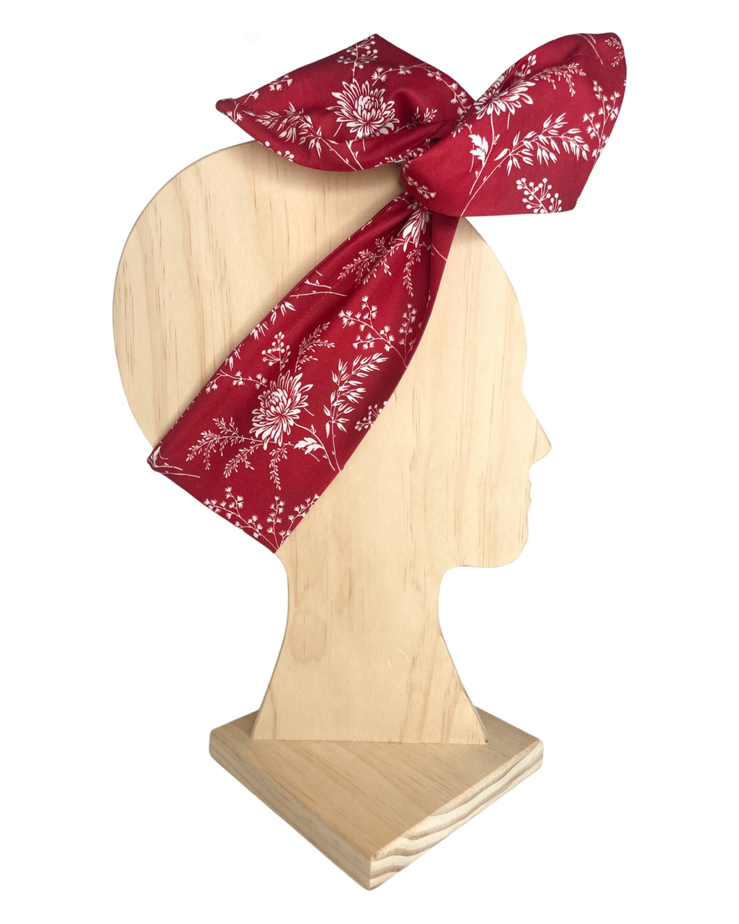 Floral Red- Wrap n Twist Wire Headband- Cotton- Handmade