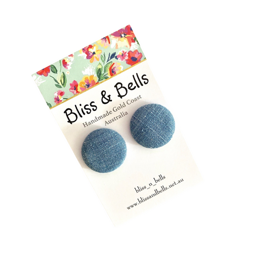 Denim - Fabric Stud Earrings - earrings