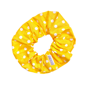Yellow Polka Dot Scrunchie - Handmade - Yellow and White
