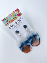 Load image into Gallery viewer, Handmade - Navy &amp; Rust Pearl Abstracts Resin Earrings