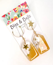 Load image into Gallery viewer, Christmas Gold Star Shimmer Dangle Earrings