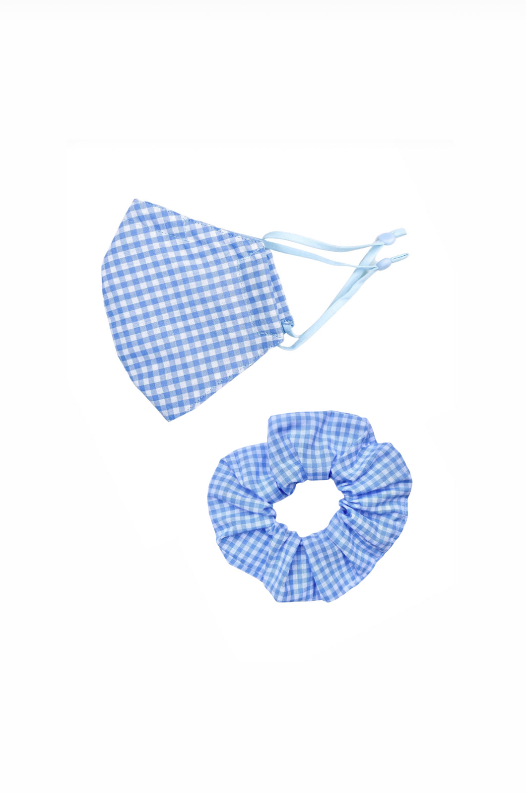 Blue Gingham - Face Mask and Scrunchie- Matchy Matchy -Handmade