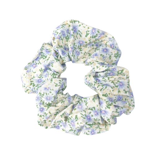 Pastel Lemon & Pastel Lilac Small Daisys- Scrunchie- Handmade -