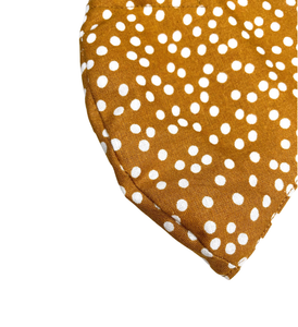 Mustard  Polka Dot - Adult Face Mask - 3 Layers, Nose Wire, Adjustable Straps And Pocket For Filter.