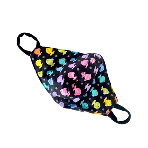 Coloured fish - Rainbow & Black - Adult Face Mask - 3 Layers, Nose Wire, Adjustable Straps And Pocket For Filter.
