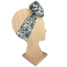 Load image into Gallery viewer, Vintage Floral - Green &amp; Blue- Wire Headband- Linen/ Cotton Blend- Handmade