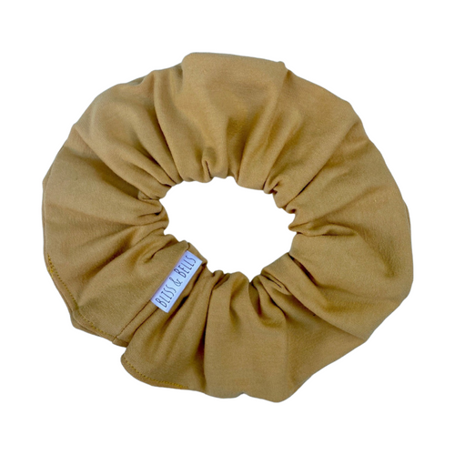 Plain Mustard Scrunchie - Handmade - Stretch Knit Fabric