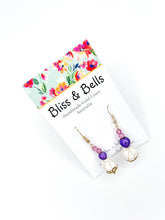 Load image into Gallery viewer, Marble Beaded - Pink, purple, Cream &amp; Gold- Dangle Earrings- Handmade