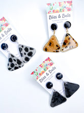 Load image into Gallery viewer, Handmade - Sia’s Resin Earrings - Black and White / Grey and Black / Tan, Black and Caramel