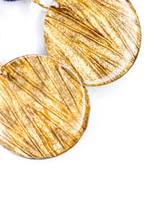 Handmade - Velvet Ripple Gold Resin Earrings - Rust/ Navy/ Plum