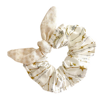 Load image into Gallery viewer, Gold Shimmer- Stars- Small Sash Scrunchie- Handmade