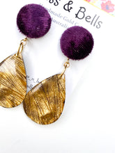 Load image into Gallery viewer, Handmade - Velvet Ripple Gold Resin Earrings - Rust/ Navy/ Plum