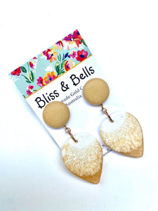 Handmade - Mustard and White Shimmer Resin Earrings