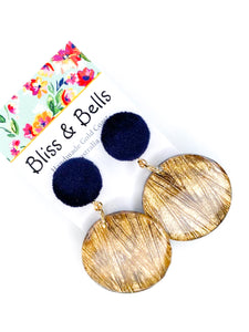 Handmade - Velvet Ripple Gold Resin Earrings - Rust/ Navy/ Plum