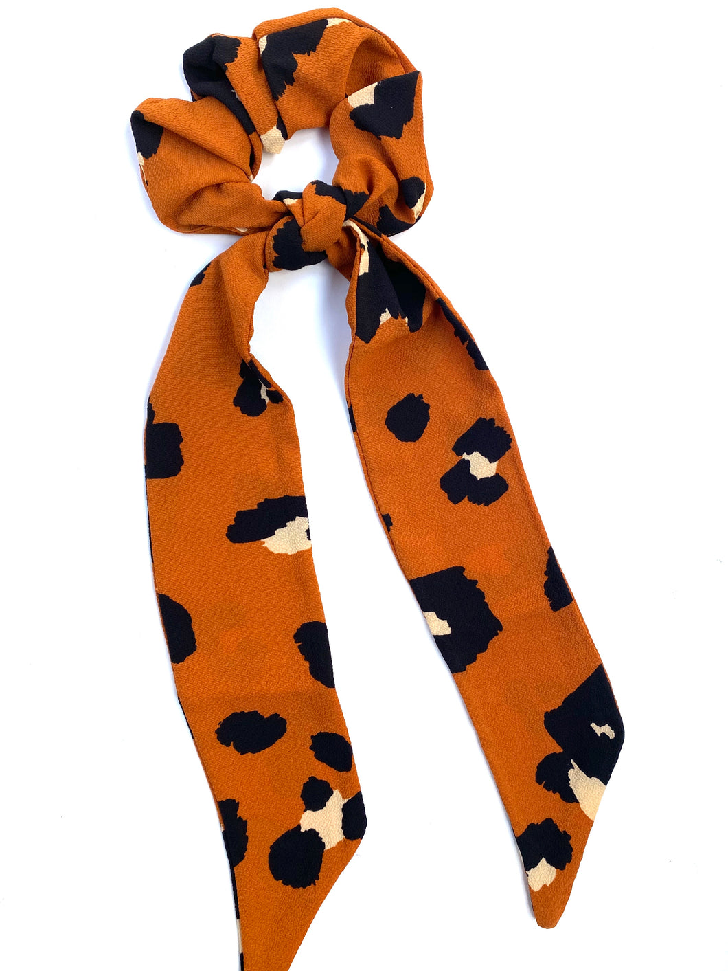 Rust Leopard “Long Sash” Scrunchie